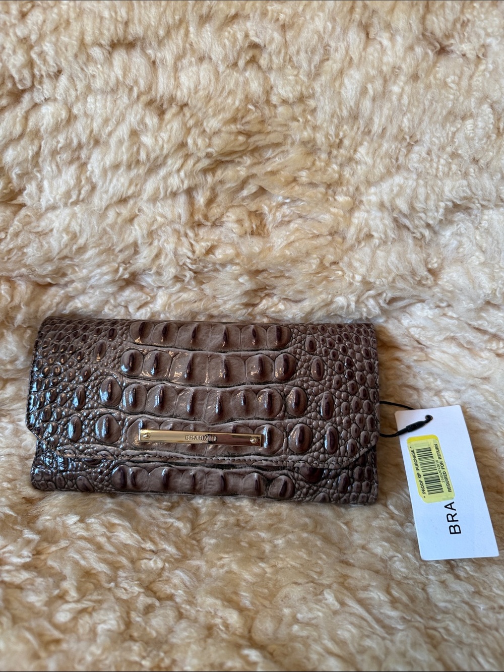 Brahmin Dark Brown Croc-Embossed Leather Wallet